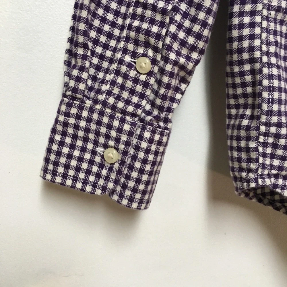 Ralph Lauren Button Down Shirt Boys 4/4T Purple Gingham Long Sleeve Pony Logo